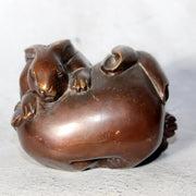 Vintage Japanese Bronze Rabbit Figurine Okimono Pair 1068g BOSa242