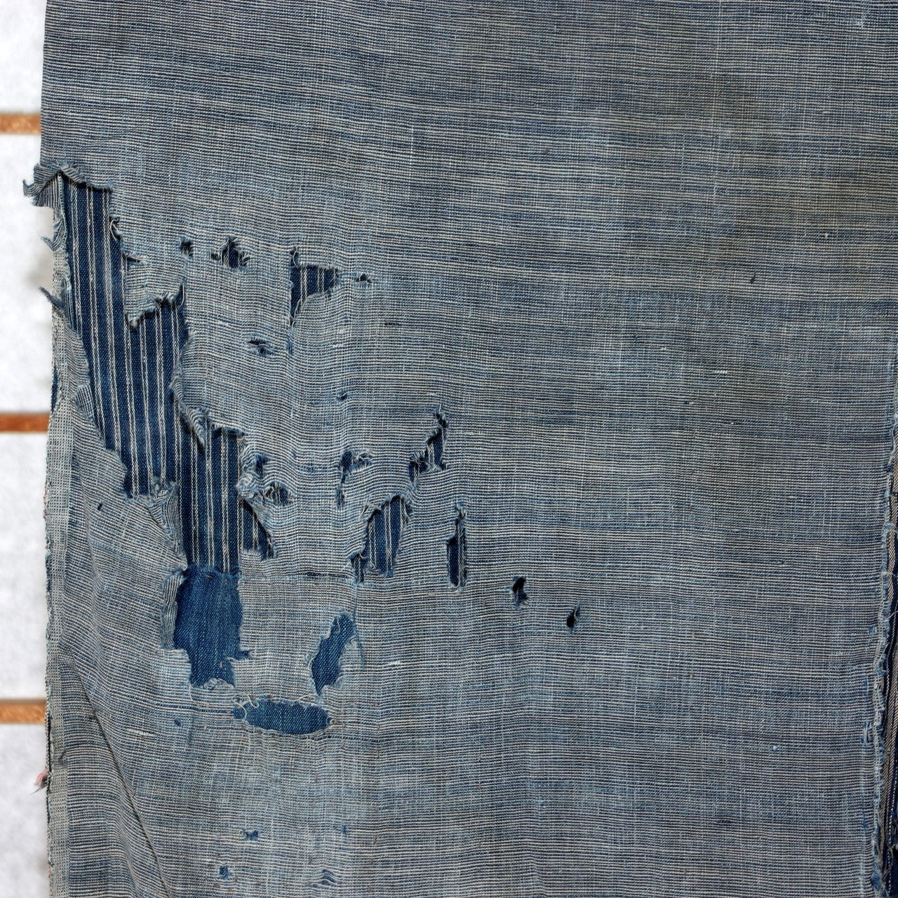 Antique Japanese Boro Indigo Fabric Patchwork Ranru Cotton Textile Rug BRKW16117