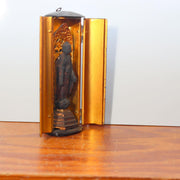 Antique Japanese Wood-Carved Standing Amida Nyorai Buddha Statue with Portable4