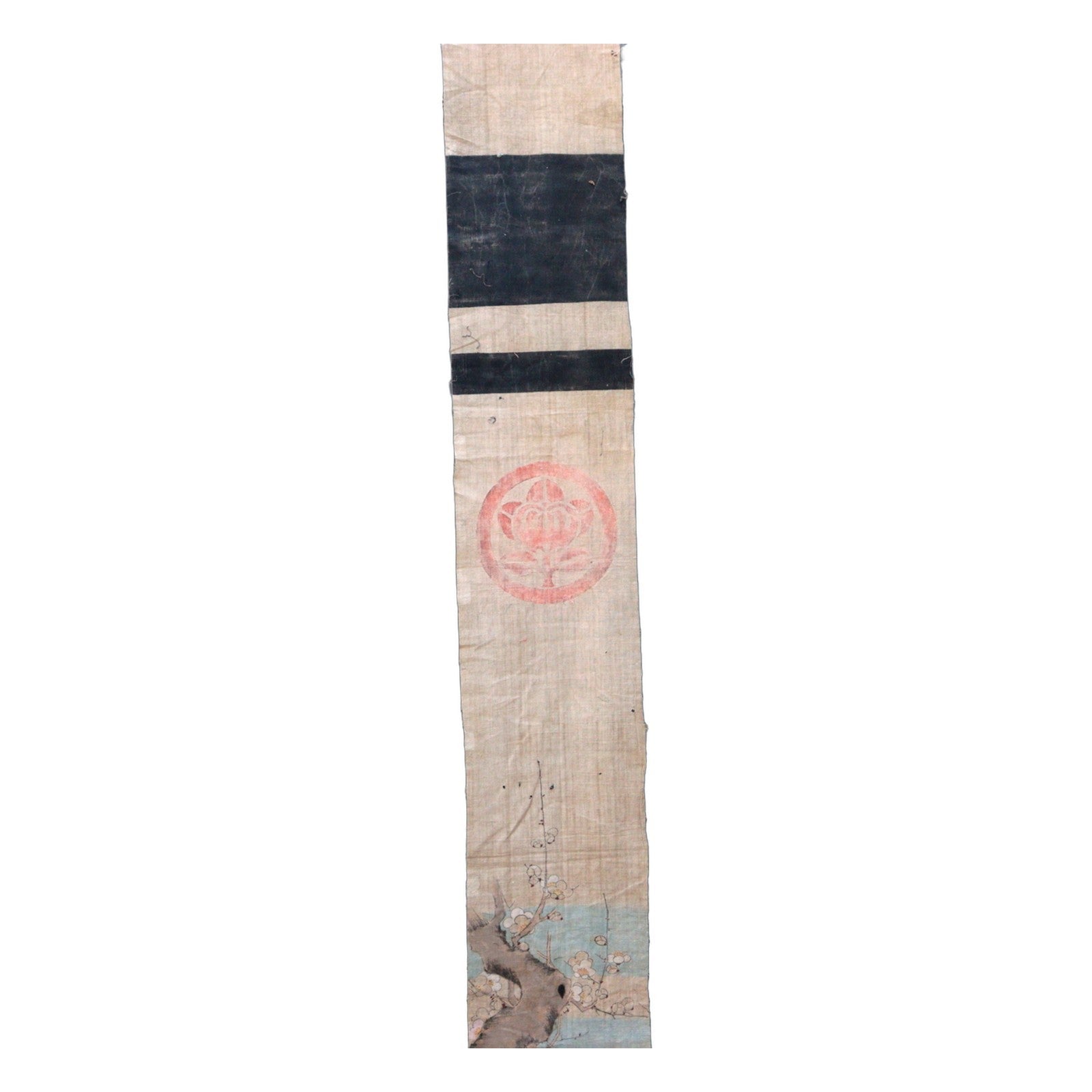 Late Edo Japanese Boro Nobori Flag Samurai Hand Painted Hemp BRKW17313