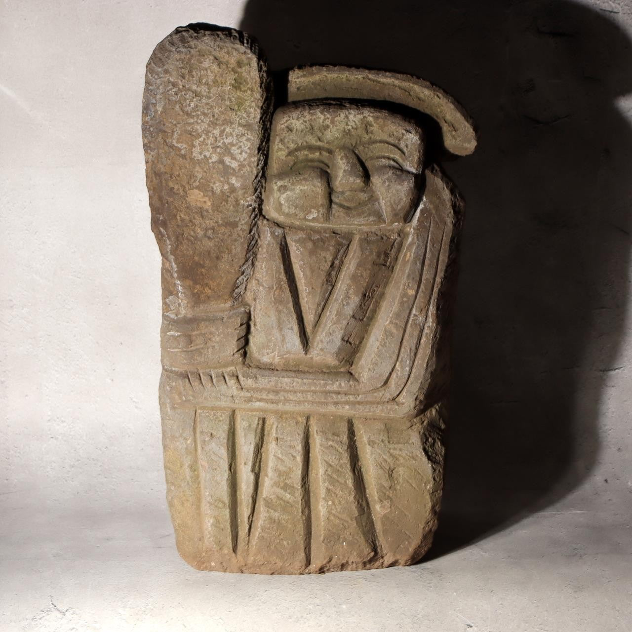 Japanese Antique Stone Statue TanoKami Rice Field God Garden Idol 14kg SDB13813