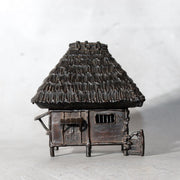 Japanese Cast Bronze Thatched House Incense Burner Koro Kensai II Tomobako1