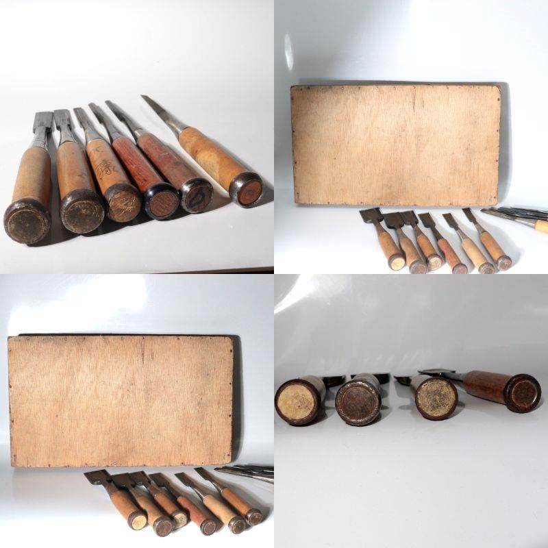 Vintage Japanese Steel Nomi Chisels Set of 10 Woodworking Tools with Wooden Box15