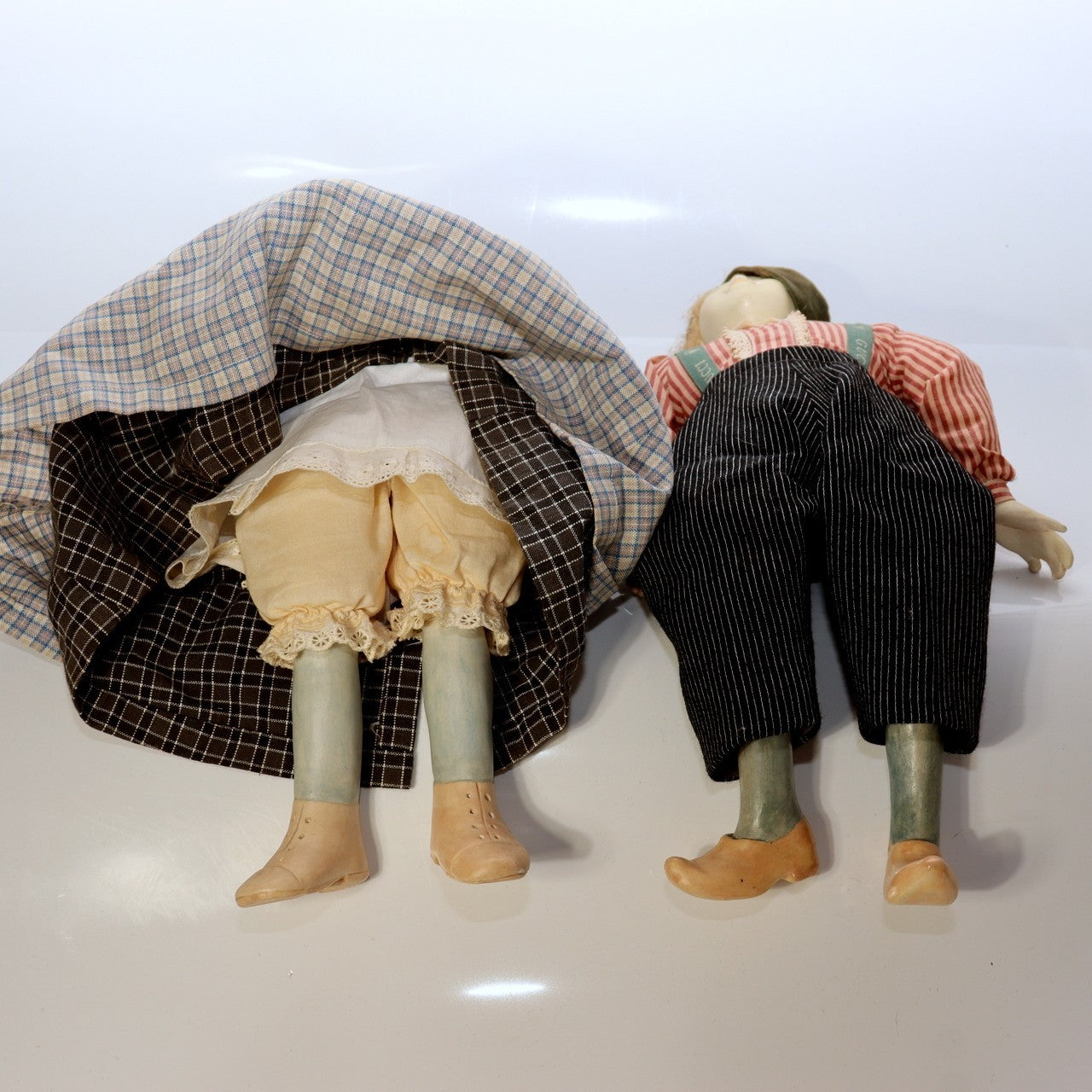 Pair of Vintage Japanese Wooden Dolls Signed Sadako 1984 Boy Girl Set3