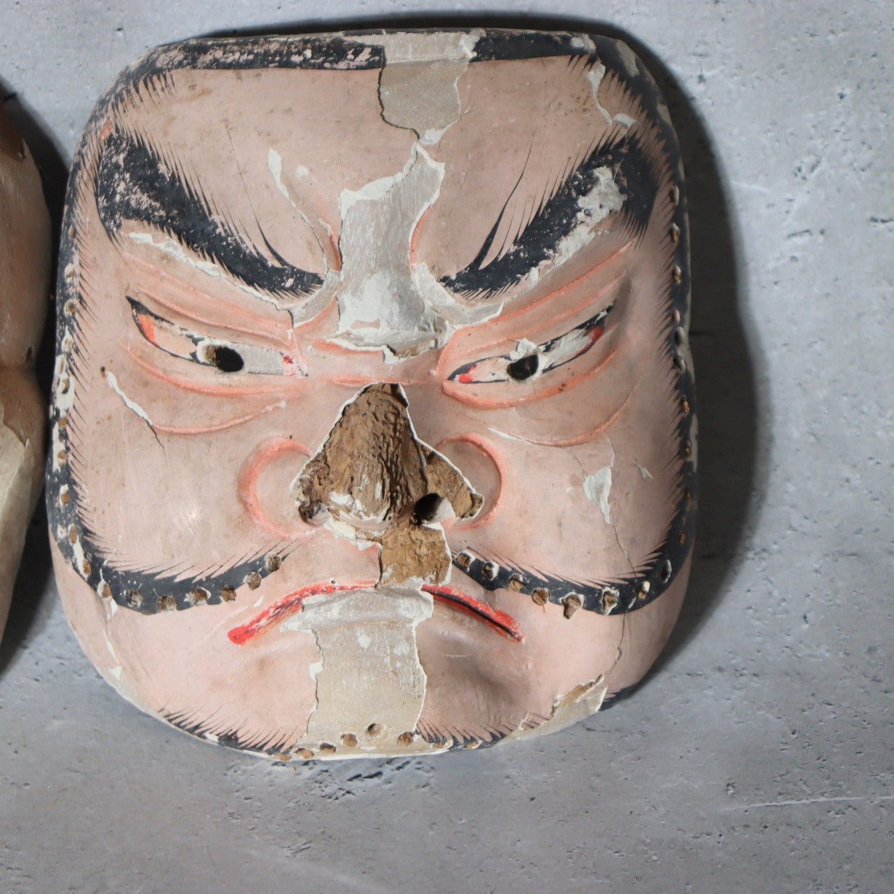 Antique Japanese Wooden Noh / Theater Masks 2pc Hannya-Type Warrior-Type MSK53315