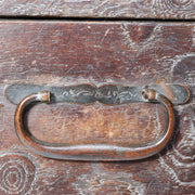 Antique Japanese Haribako Sewing Box Meiji Keyaki/Tamo Wood Brass Hardware Drawe19