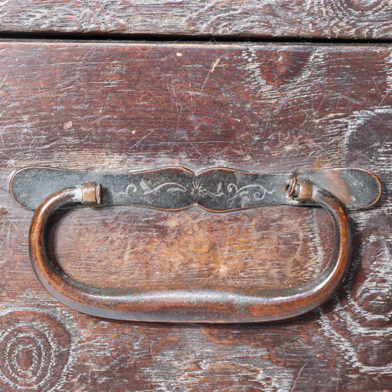 Antique Japanese Haribako Sewing Box Meiji Keyaki/Tamo Wood Brass Hardware Drawe19
