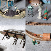 Vintage Japanese Bonkei Tenpai Miniature Figures Trees Suiseki Diorama Set BOSa612