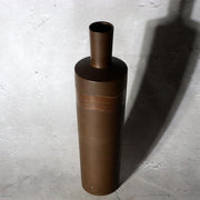 Japanese Kaga Silver Inlay Bronze Vase Wave Motif Kaishu Takahashi BV7753