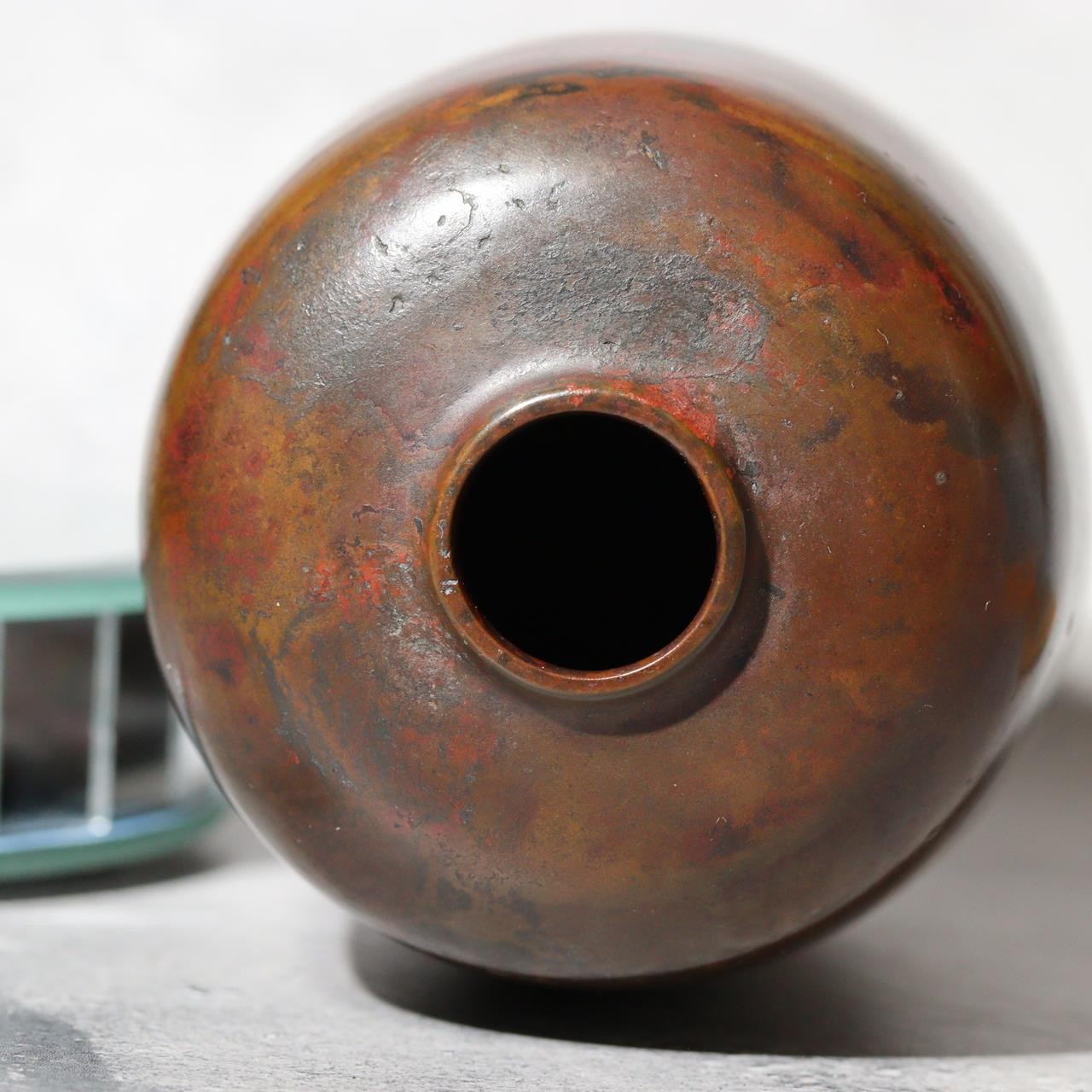 Japanese Cast Bronze Vase - Naoki Hara - Signed Tomobako Box Ikebana BV7408