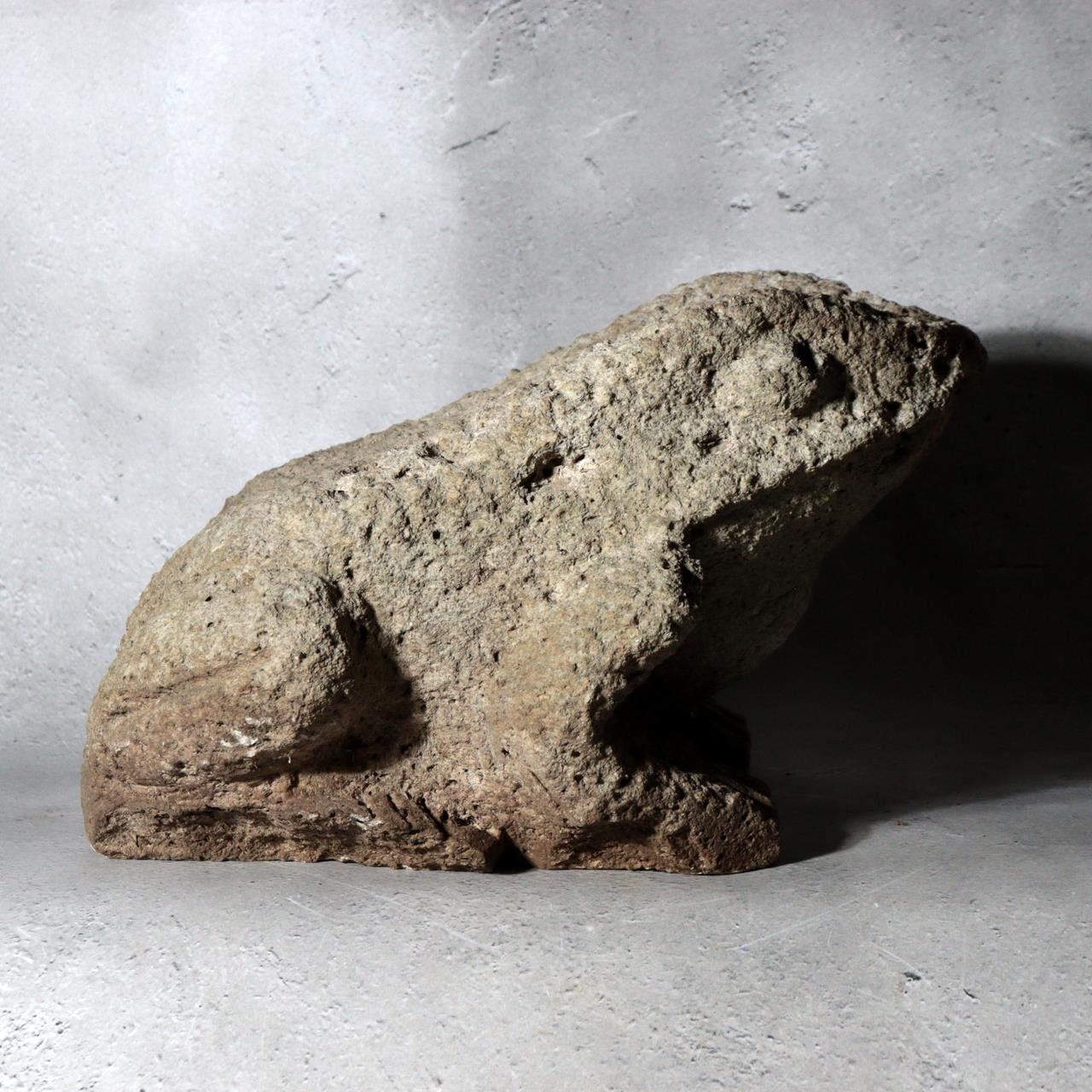 Japanese Carved Porous Stone Frog Sculpture Garden Ornament BT25610