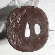 High-Class Antique Japanese Samurai Sword Tsuba Satsuma School Dragon Gold Inlay11