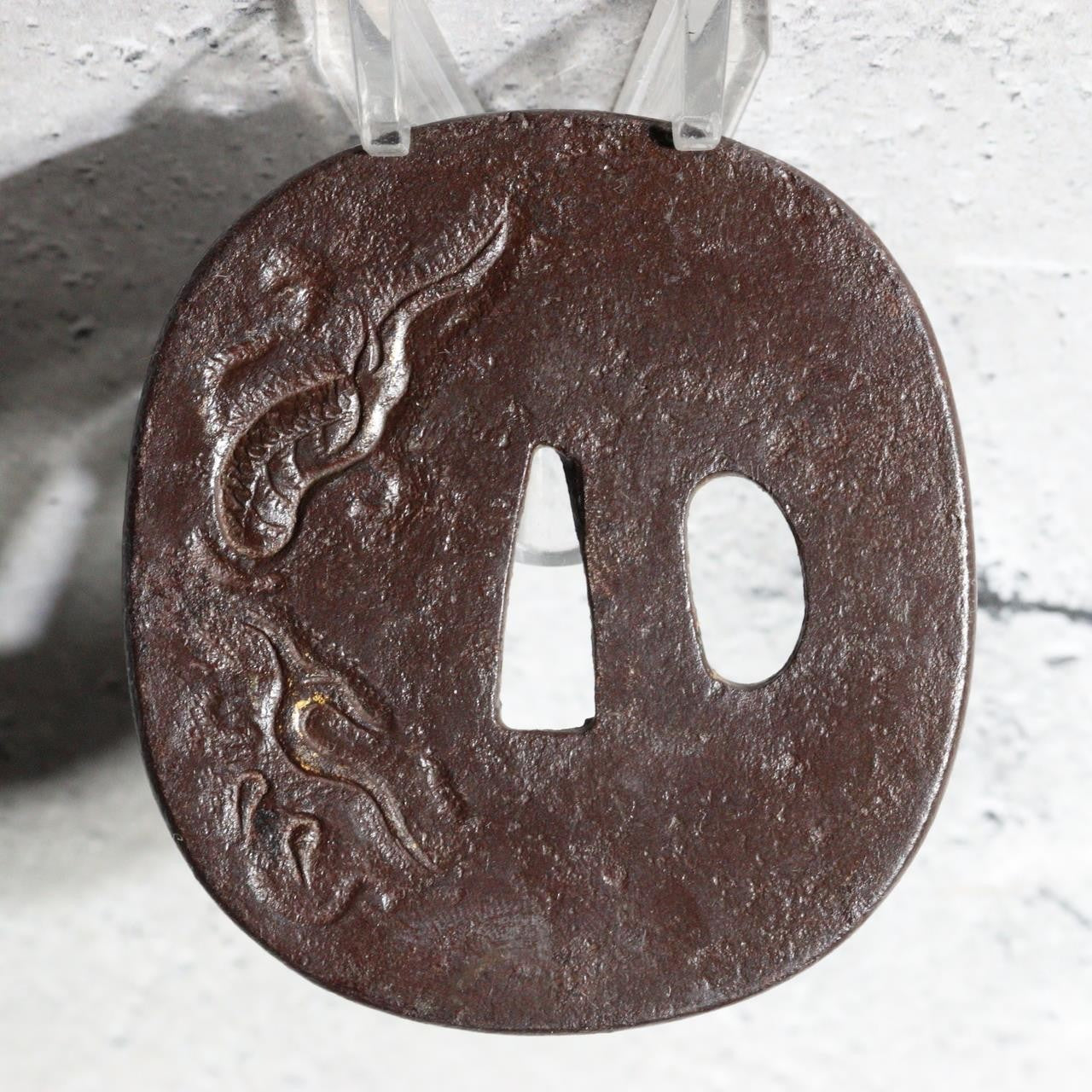 High-Class Antique Japanese Samurai Sword Tsuba Satsuma School Dragon Gold Inlay11