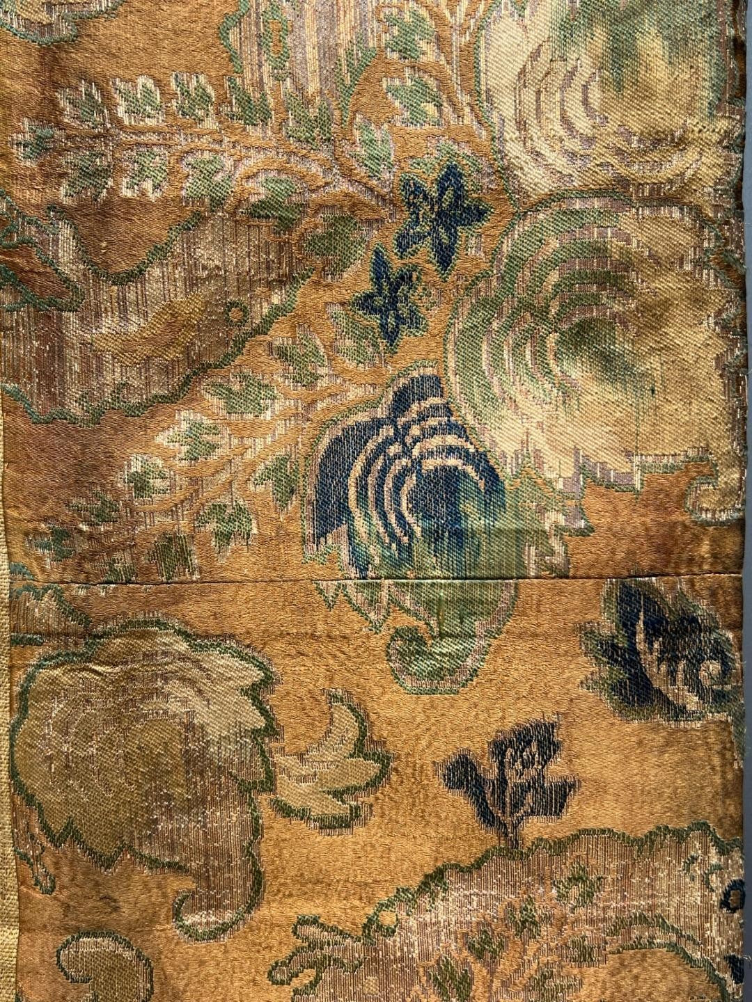 Antique 19th 20th C. Japanese Kinran Brocade Buddhist Textile Temple Banner Boro3