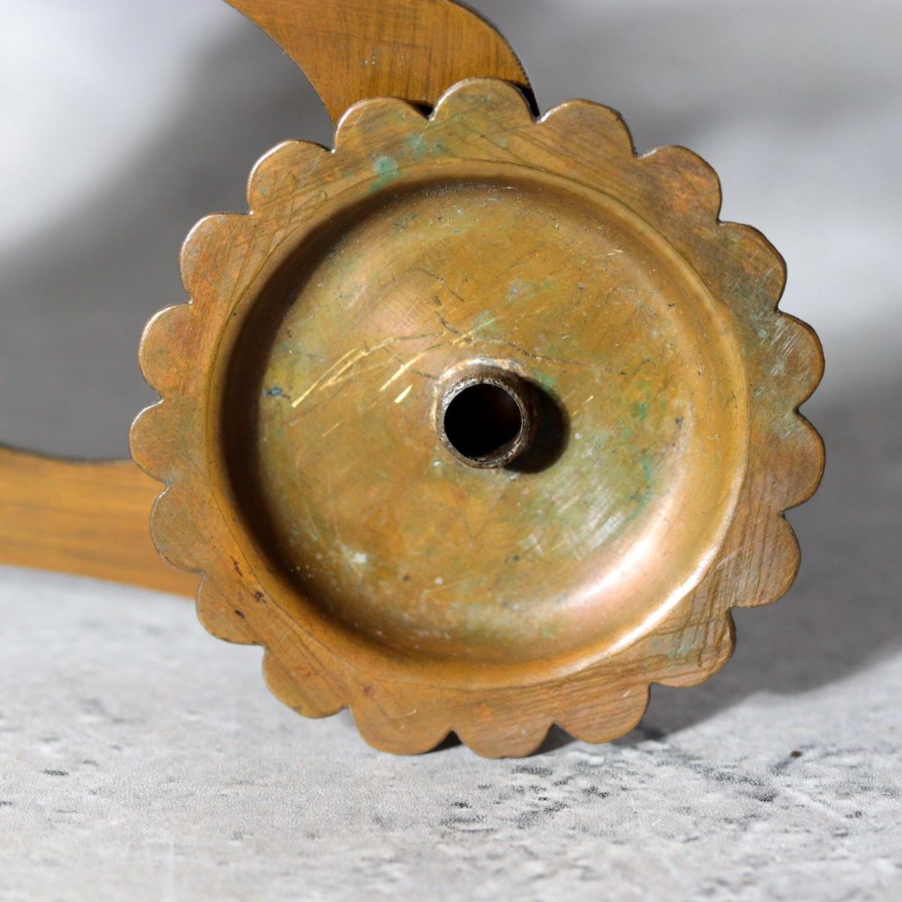 Late Edo Meiji Brass Folding Candlestick Karakuri Style BOSa6215