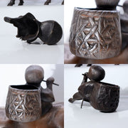 Vintage Japanese Cast Iron Bull Statue  Zen "Riding the Bull Home" 7.3kg BOSa222