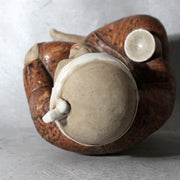 Vintage Japanese Shigaraki Ware Ceramic Figurine Hyottoko Sake Drinker PCP3107