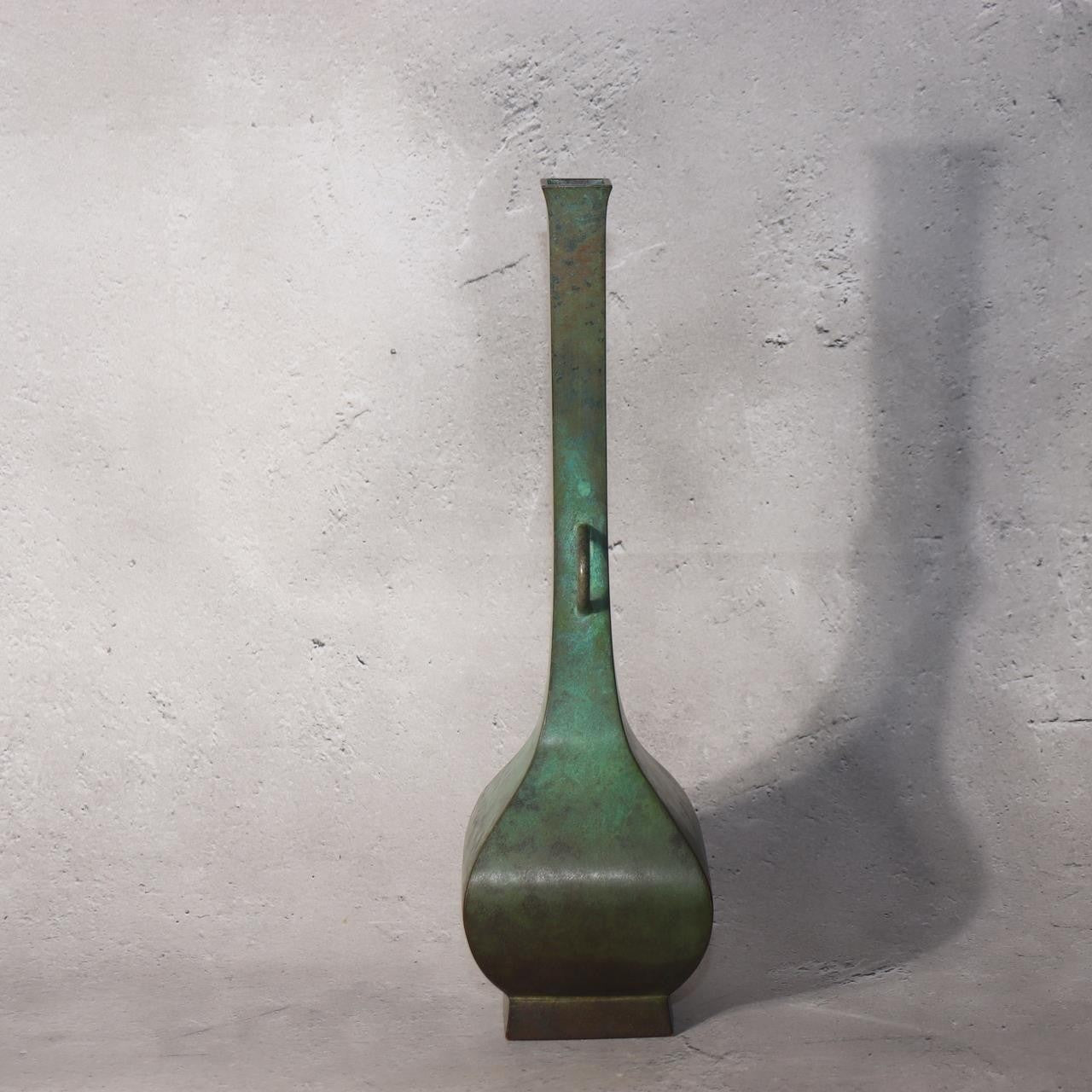 Japanese Bronze Flower Vase Ichinose Soushin Tea Ceremony Ikebana Kodo Box BV7124