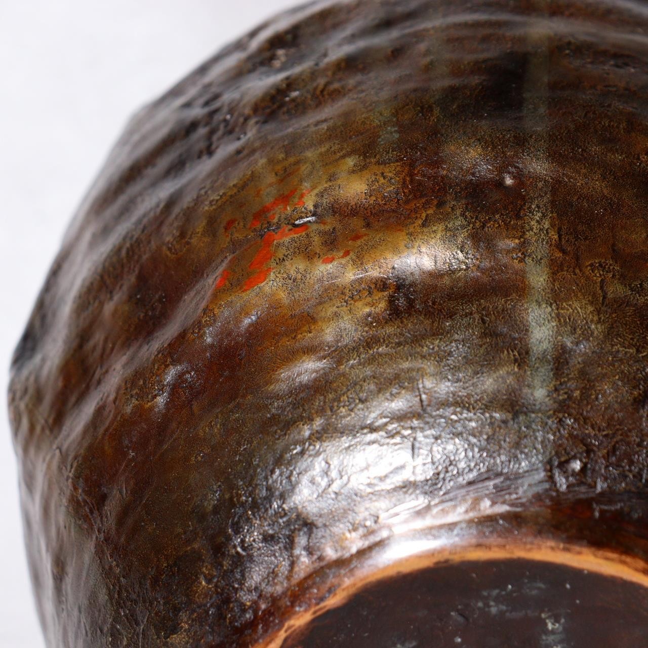 Japanese Mottled Purple Bronze Vase Hanshidou Artisan Signed 16.5cm BV73511