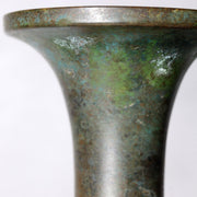 Takaoka Bronze Vase  Gousho Ancient Verdigris Patina Classic Trumpet Neck Japan14