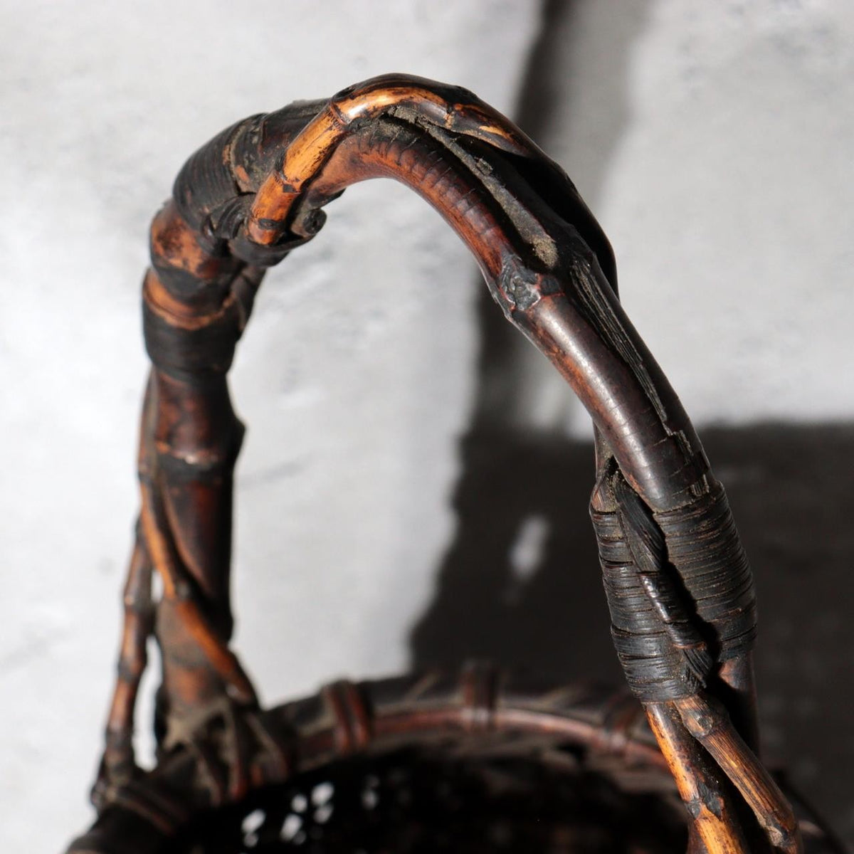 Vintage Japanese Bamboo Woven Flower Basket Ikebana Hanakago Handled8
