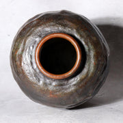 Japanese Mottled Purple Bronze Vase Hanshidou Artisan Signed 16.5cm BV7355