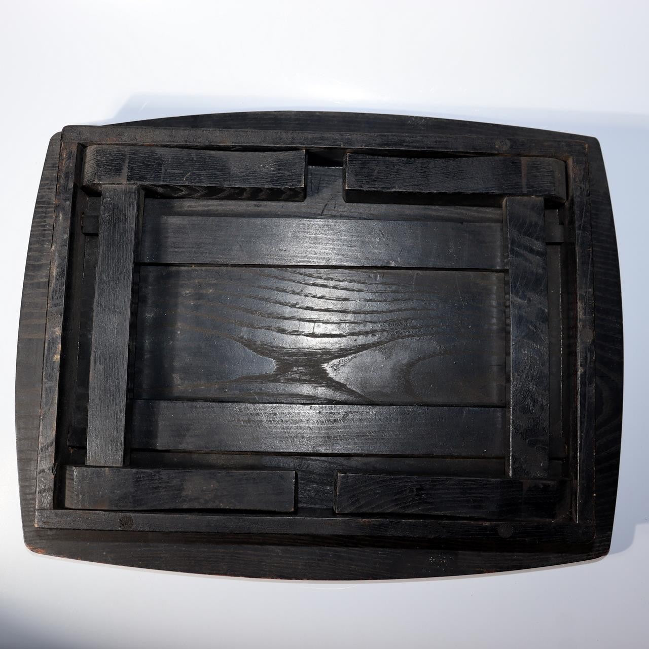 Japanese Vintage Folding Low Table Chabudai Wood Brown Black Compact 43cm WO5245