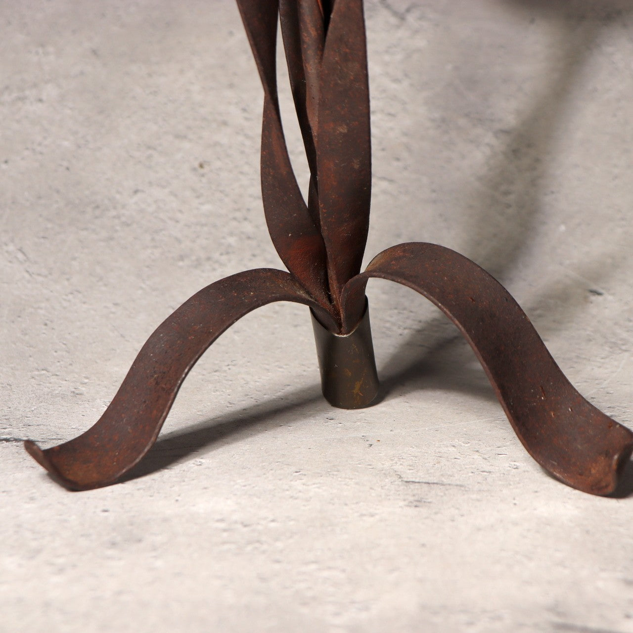 Japanese Antique Candle Stand Teshoku Iron Copper Narcissus Flower Rustic BV71719