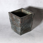 Japanese Meiji -Taisho Bronze Square Vase by Tsuda Shinzui — Mokume Texture2