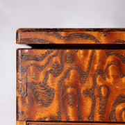 Vintage Japanese Tamo Wood Sewing Box Haribako Full Burl Grain Chest WO6068