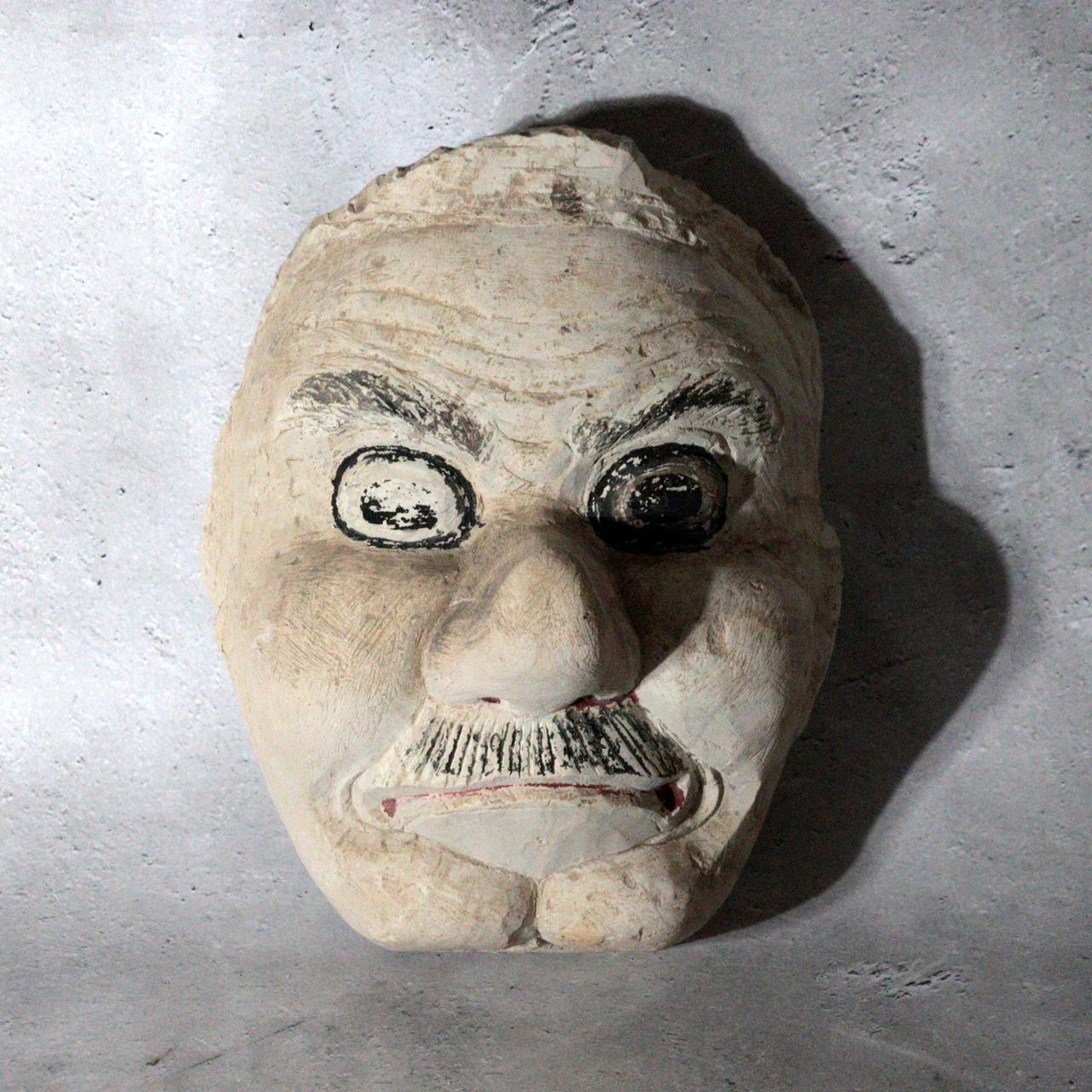 Vintage Japanese Stone Carved Daitengu Mask Figurine Mt. Takao Temple Shinto1