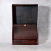 Japanese Vintage Tambour Roll-Top Wooden Box - "Jabara" Slatted Lid Showa Era3