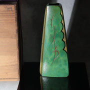 Vintage Japanese Bronze Vase Hassho Neya Churyoku Green Patina with Daiza1