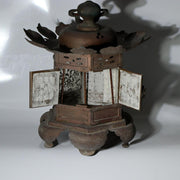 Japanese Kyoto Antique Bronze Lotus Temple Lantern Toro Buddhist Altar 33cm4
