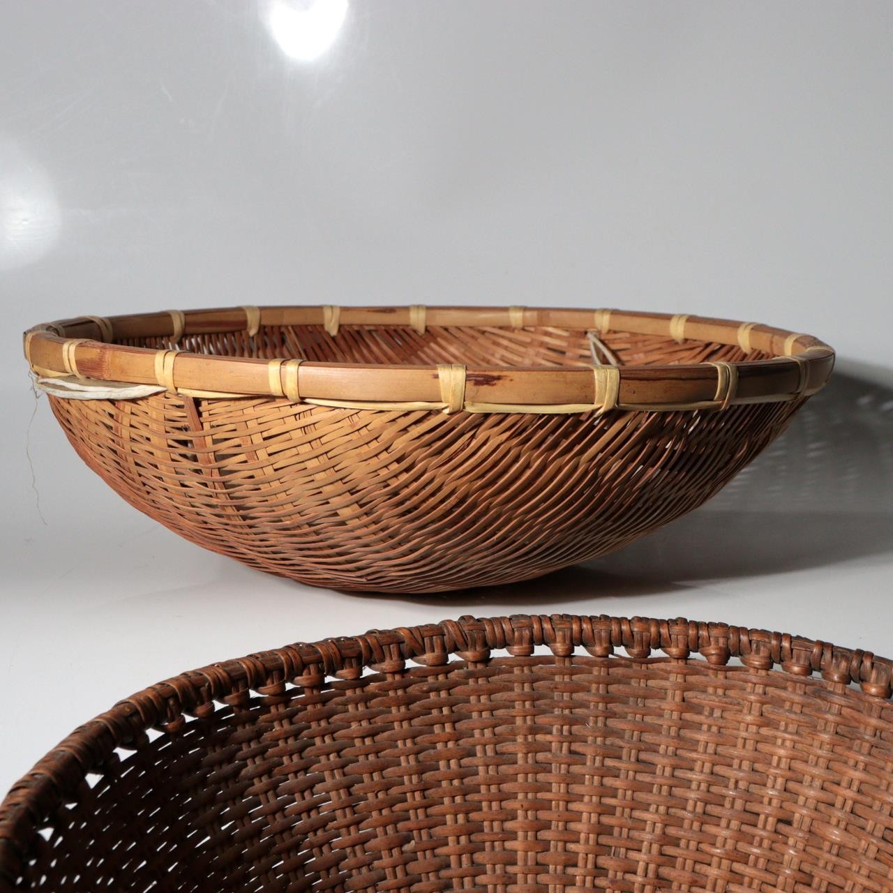 Vintage Japanese Folk Craft Bamboo Woven Basket Collection Set of 8 WO6397