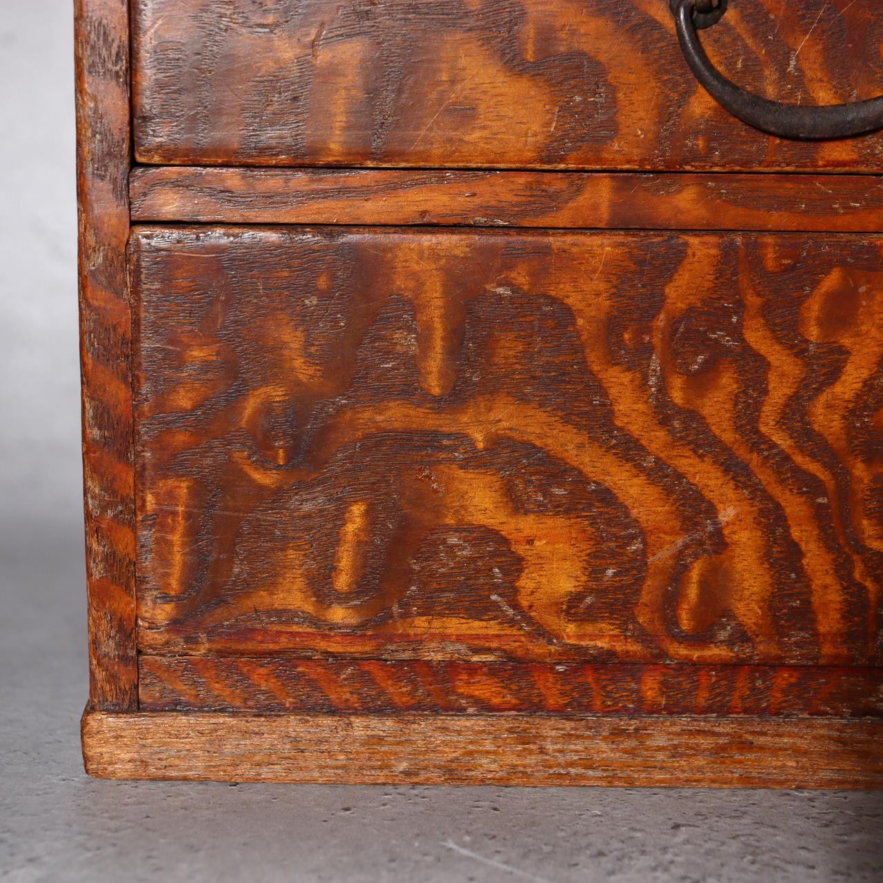 Vintage Japanese Haribako Sewing Box - Burl Wood Grain Showa Retro Multi-Drawer16