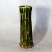 Japanese Vintage Oribe Ware Vase Kita Gama Kiln Abstract Forest Design 24cm2
