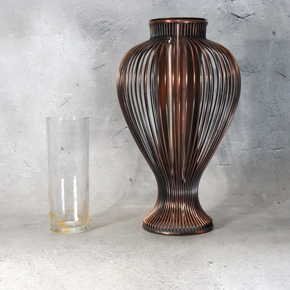 Vintage Japanese Copper Wire Vase Showa Retro Glass Insert BV7863