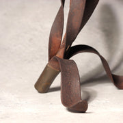 Japanese Antique Candle Stand Teshoku Iron Copper Narcissus Flower Rustic BV71718