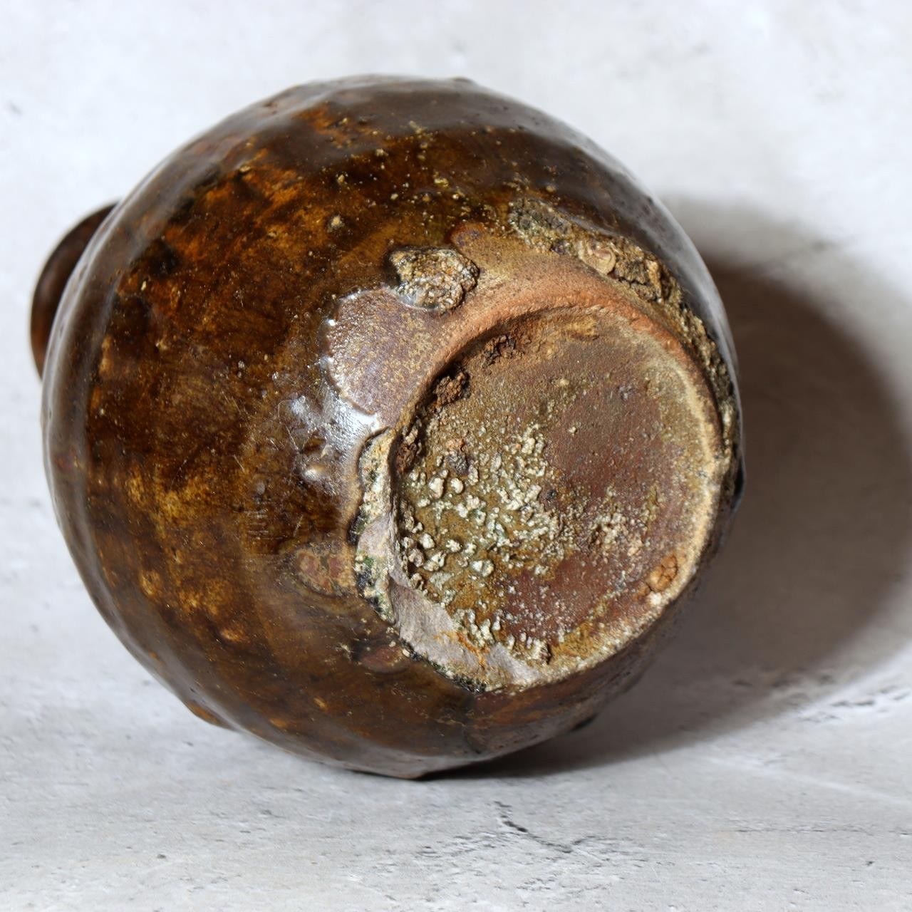 Antique Early Joseon Dynasty Iron Glaze Tokkuri Sake Bottle Brown Pottery KRS1793