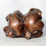 Vintage Japanese Bronze Rabbit Figurine Okimono Pair 1068g BOSa247