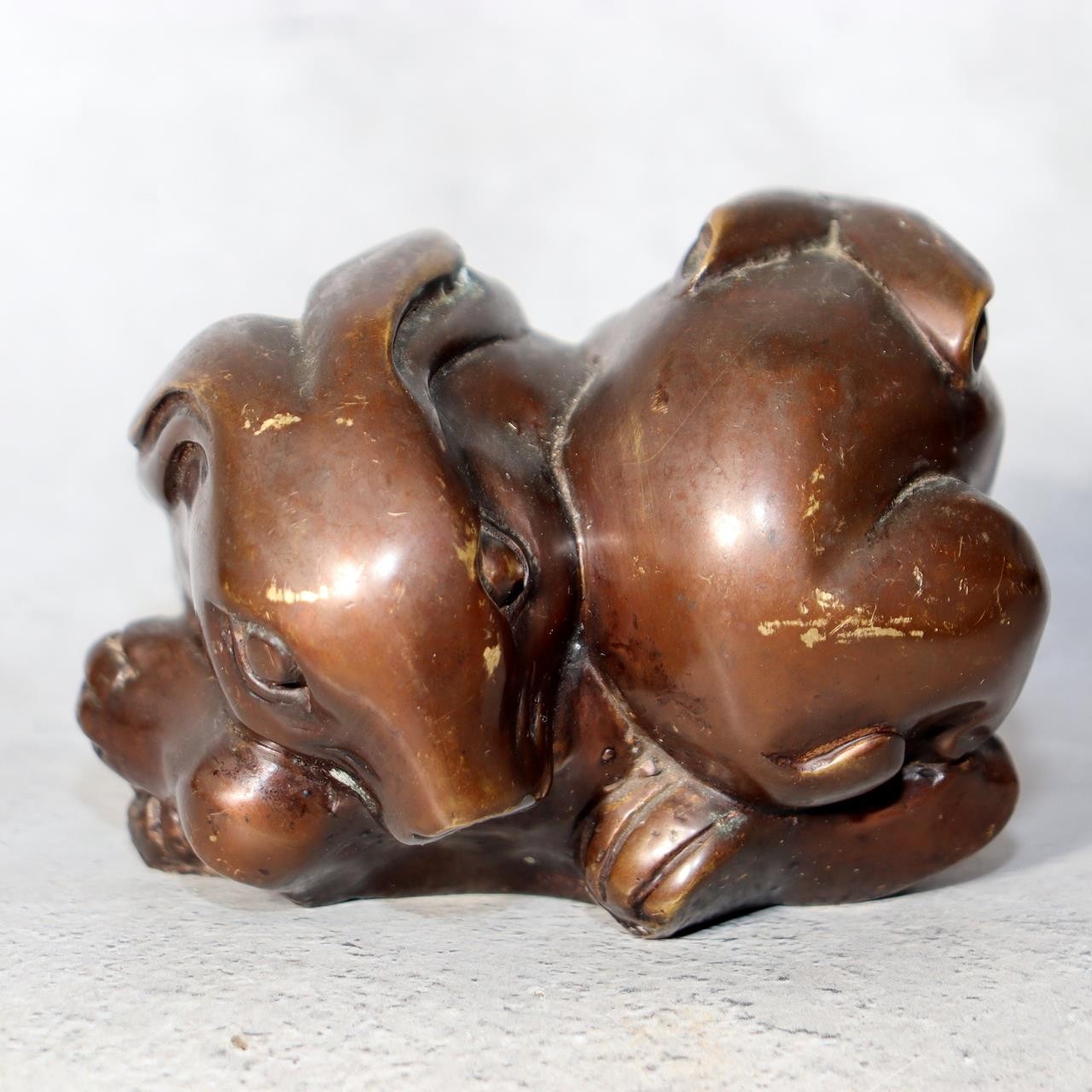 Vintage Japanese Bronze Rabbit Figurine Okimono Pair 1068g BOSa247
