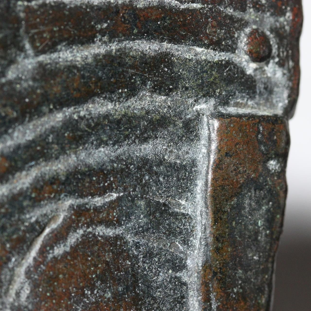 Japanese Meiji -Taisho Bronze Square Vase by Tsuda Shinzui — Mokume Texture10