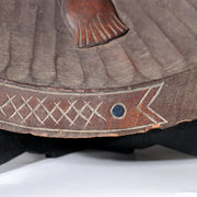 Pre-WWII Japanese Carved Wood Round Tray Samurai Kabuto Helmet Dragon Motif8