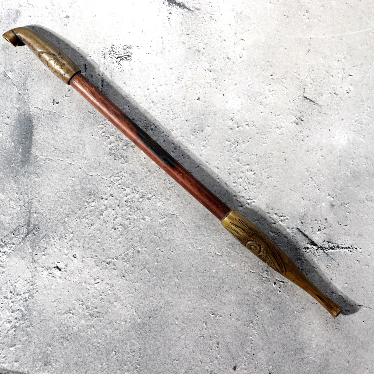 Meiji Period Japanese Kiseru Bamboo Smoking Pipe Dragon Relief WO6404