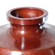 Vintage Japanese Cast Bronze Vase Yasumi Dark Red Patina Tomobako9