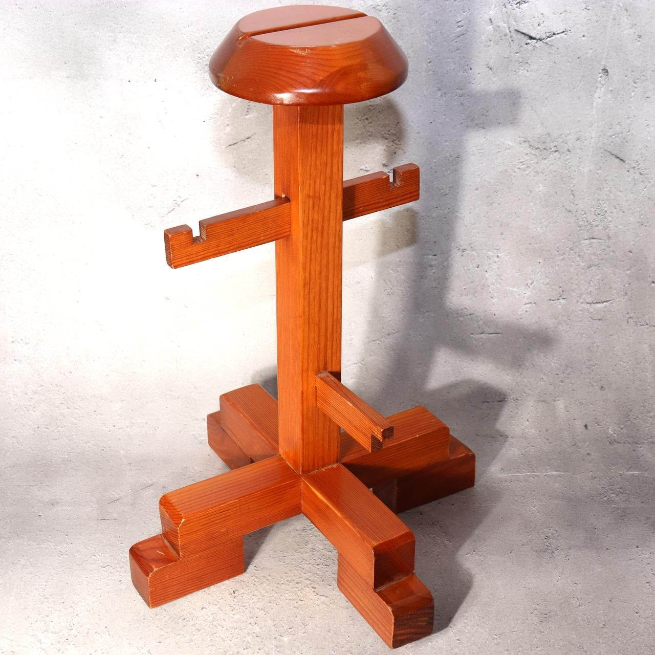 Vintage Japanese Wooden Kabuto Samurai Helmet Display Stand Armor Base WO5407