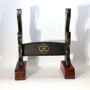 Japanese Black Lacquer Sword Stand - Maki-e Tsuba & Inaba Clan Crest SWR3610