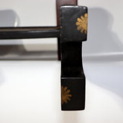 Japanese Black Lacquer Sword Stand - Maki-e Tsuba & Inaba Clan Crest SWR36113