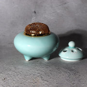 Japanese Buddhist Altar Incense Celadon Koro Burner Maki-e Sanbo Stand Bowls1